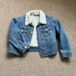 Warm Kids Denim Jacket with Cream Sherpa